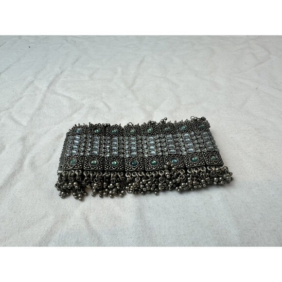 Metal Fringe And Rhinestone Stretch Bracelet - Picture 1 of 6